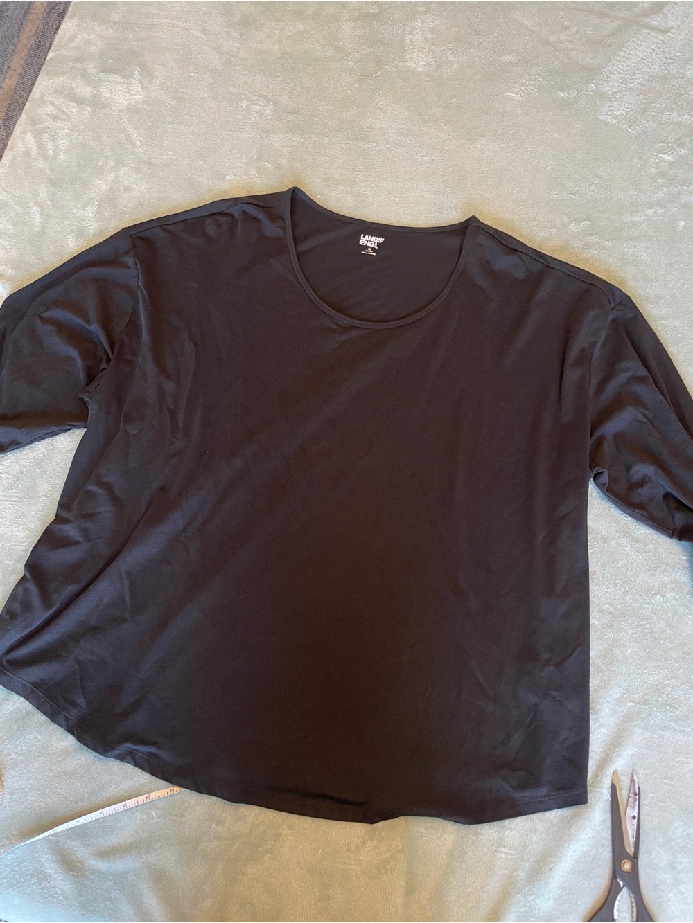 Lands' End Women’s  Black 3/4 Sleeve Crew Neck t Shirt